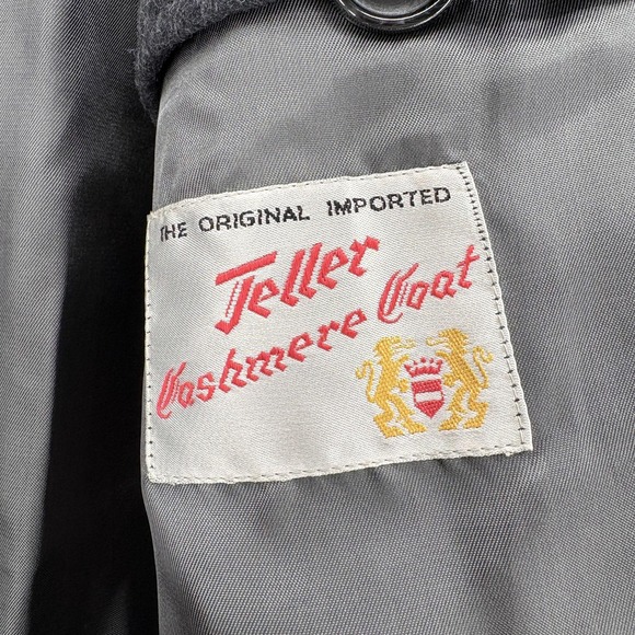Vintage Teller Cashmere Coat Mens 46 Gray Double Breasted Long Overcoat Hungary - Picture 5 of 14